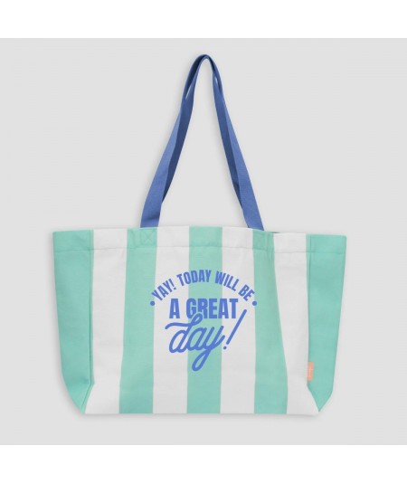 Tote bag green and white -...
