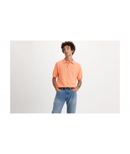 SWEATER KNIT POLO PEACH BLOOM